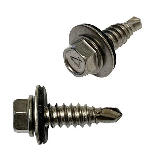 LTEKSH1478S #14 X 7/8" HWH Sheeting, (Lap Tek) Self-Drilling Screw, w/ Bonded Washer, 410 Stainless